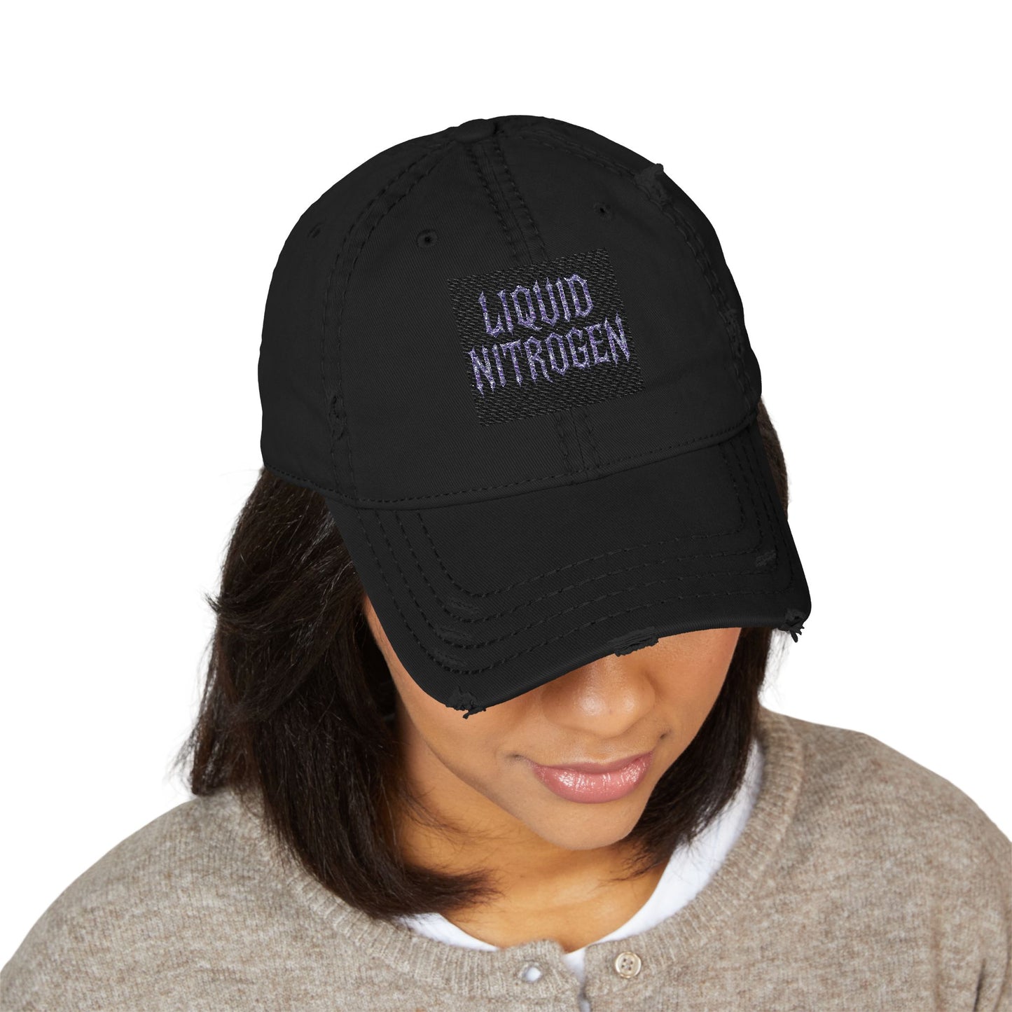 Distressed Liquid Nitrogen Collection Hat with Liquid Nitrogen Embroidery | Casual Cap, Unique Gift Idea, Streetwear, Outdoor Events