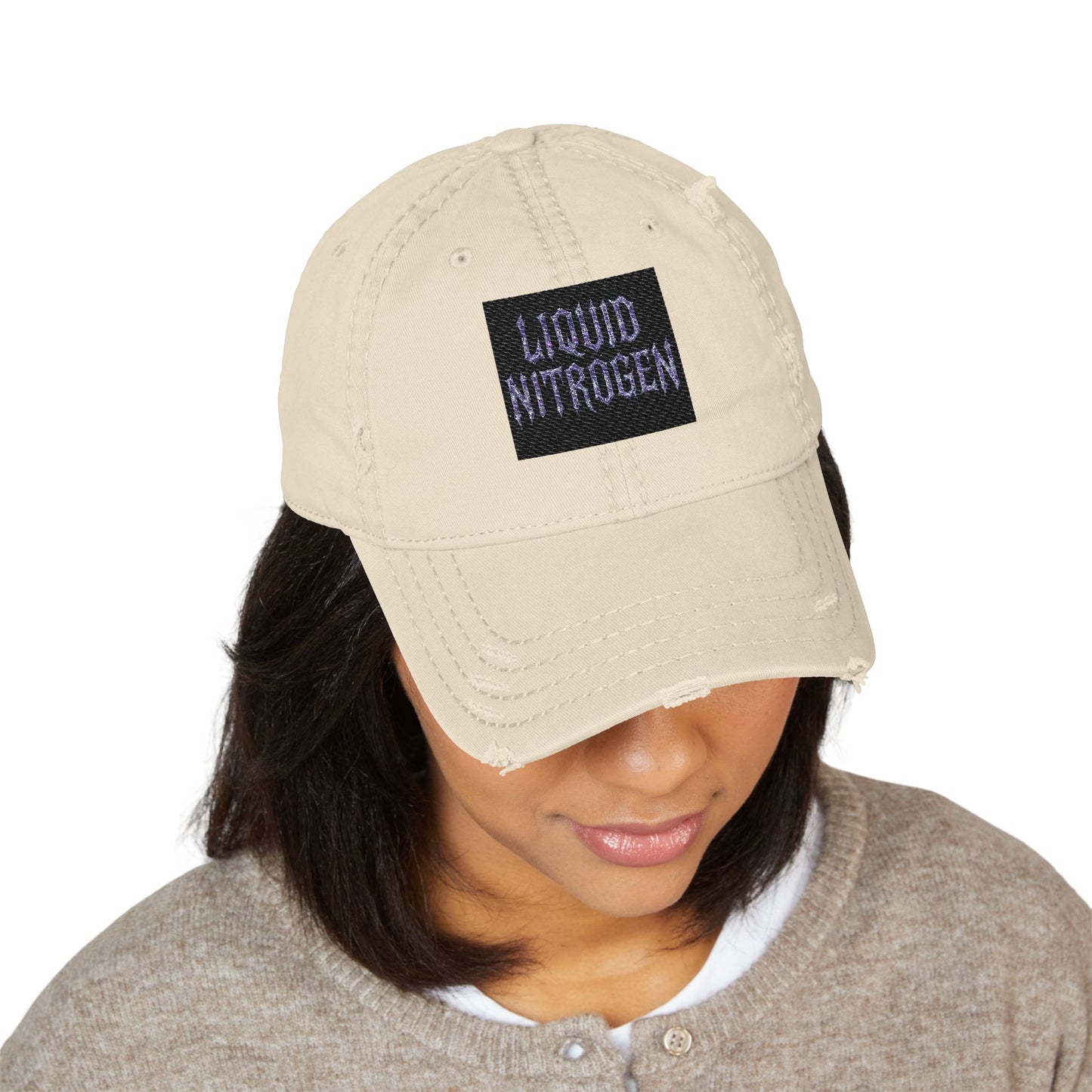 Distressed Liquid Nitrogen Collection Hat with Liquid Nitrogen Embroidery | Casual Cap, Unique Gift Idea, Streetwear, Outdoor Events
