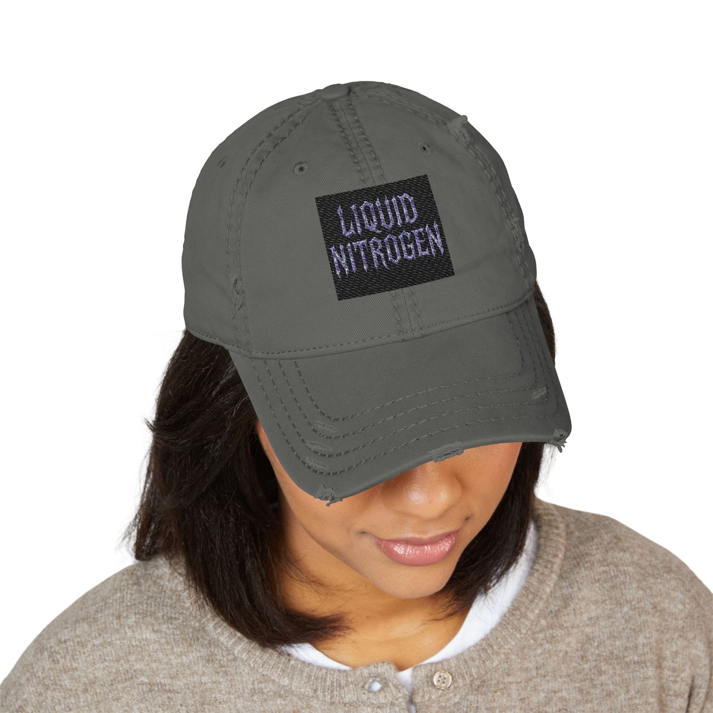 Distressed Liquid Nitrogen Collection Hat with Liquid Nitrogen Embroidery | Casual Cap, Unique Gift Idea, Streetwear, Outdoor Events