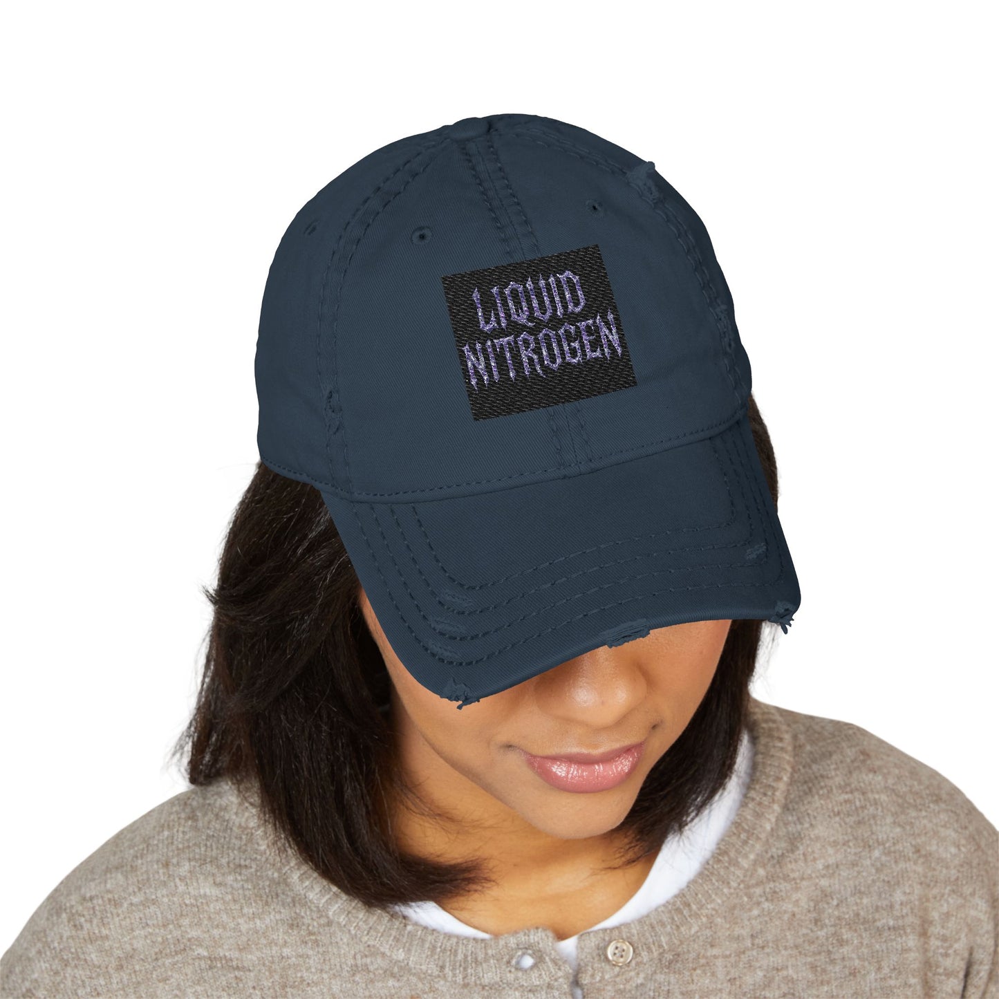 Distressed Liquid Nitrogen Collection Hat with Liquid Nitrogen Embroidery | Casual Cap, Unique Gift Idea, Streetwear, Outdoor Events